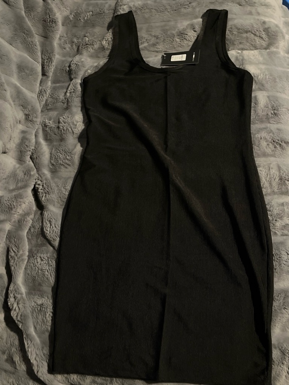 Fashion Nova Black Ribbed Tank Midi Dress